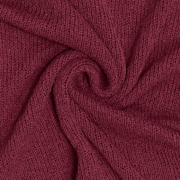 Burgundy Elegant Women's oversized Loose Knit Shawl poncho top - Picture 6 of 6